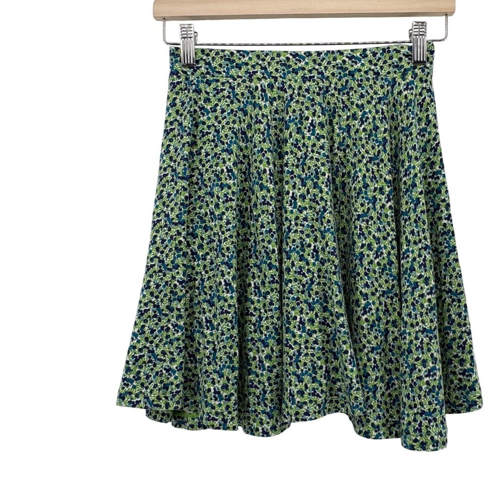 Uniqlo‎ Skirt Womens Small Green Blue Floral Flared Modal Blend